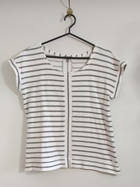 Talbots White Top with Black Stripes